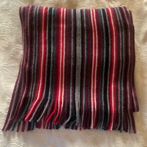 Johnson and Murphy Cashmere Scarf-Men’s-Striped Red, Gray, Black-OS
